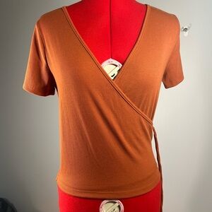 Dark Orange wrap top - L